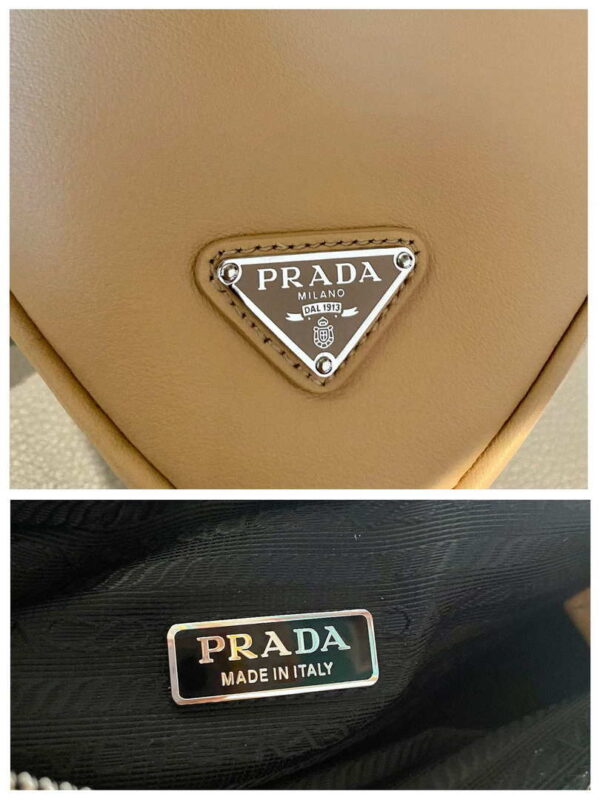Replica Prada 1NQ043 Triangle leather pouch Apricot 8