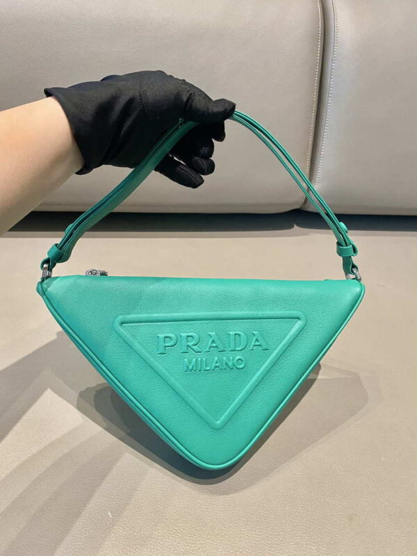 Replica Prada 1NQ043 Triangle leather pouch Lake Blue 7