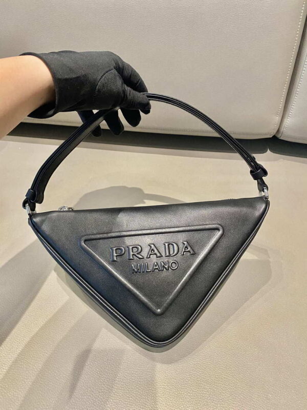 Replica Prada 1NQ043 Triangle leather pouch Black