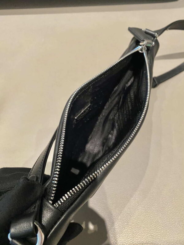 Replica Prada 1NQ043 Triangle leather pouch Black 6