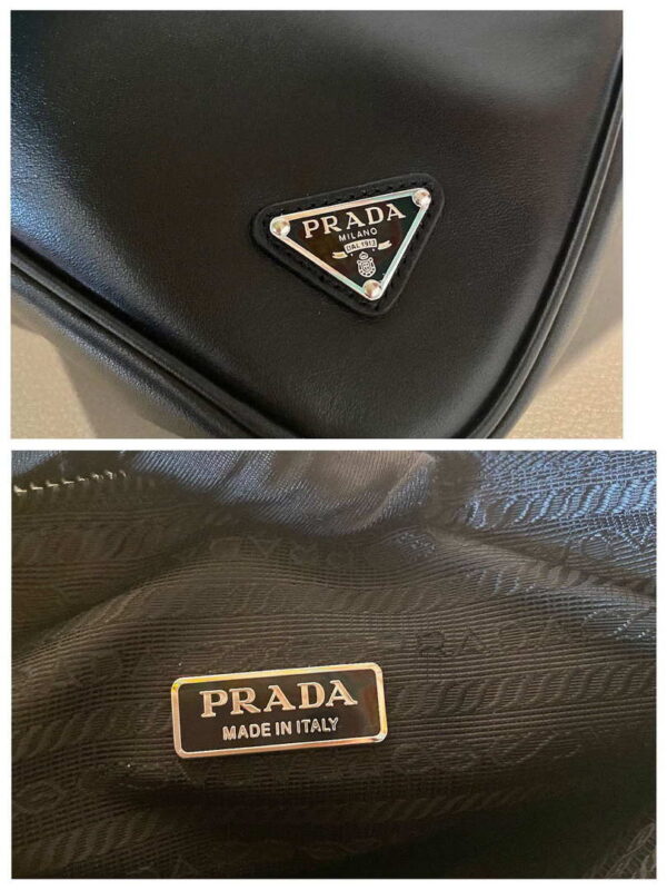 Replica Prada 1NQ043 Triangle leather pouch Black 7
