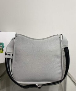 Replica Prada Leather hobo bag 1BC073 Gray