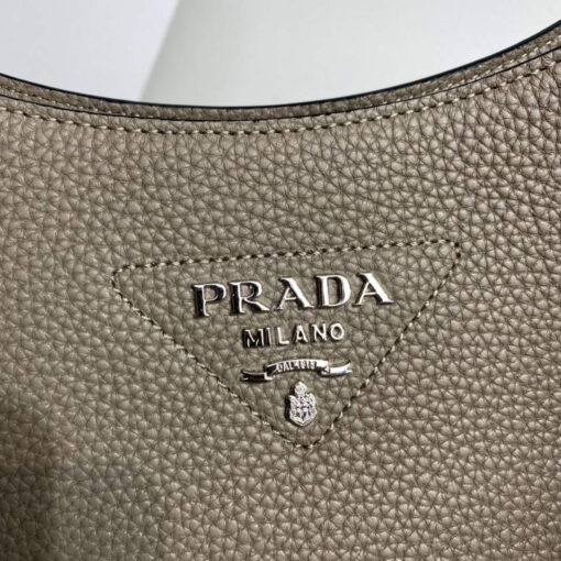 Replica Prada Leather hobo bag 1BC073 Clay Gray 3
