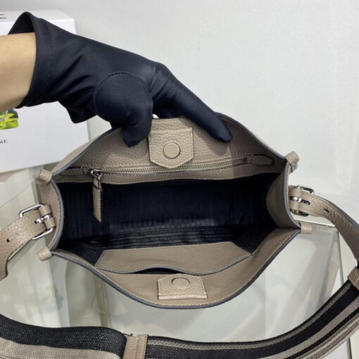 Replica Prada Leather hobo bag 1BC073 Clay Gray 7