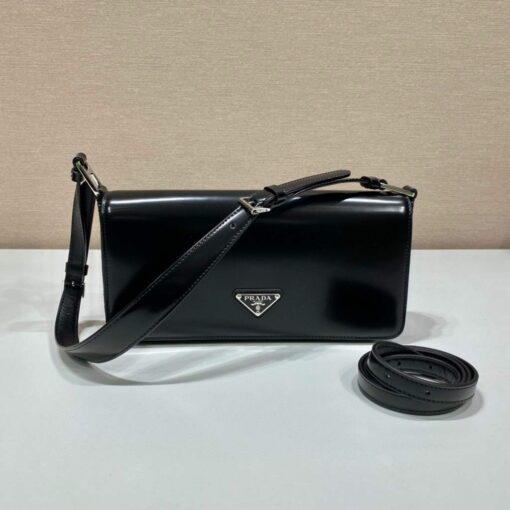 Replica Prada 1BD323 Brushed leather Prada Femme bag Black