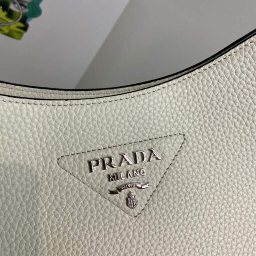 Replica Prada Leather hobo bag 1BC073 white 3