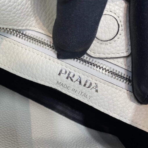 Replica Prada Leather hobo bag 1BC073 white 8