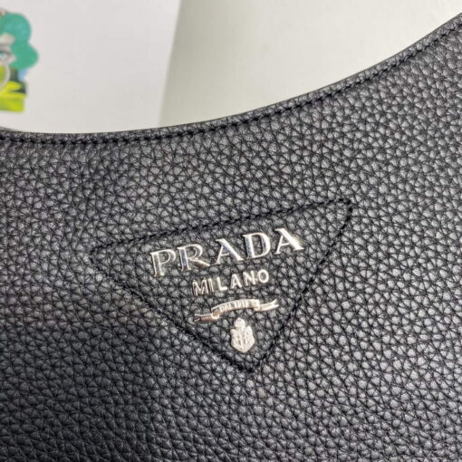 Replica Prada Leather hobo bag 1BC073 In Black 3