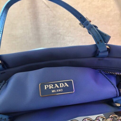 Replica Prada 1BA252 Nylon Handbag Blue 8