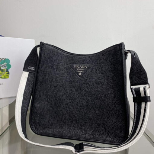 Replica Prada Leather hobo bag 1BC073 In Black 6