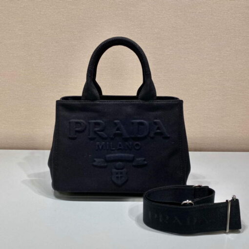 Replica Prada 1BG439 Denim Tote bag black