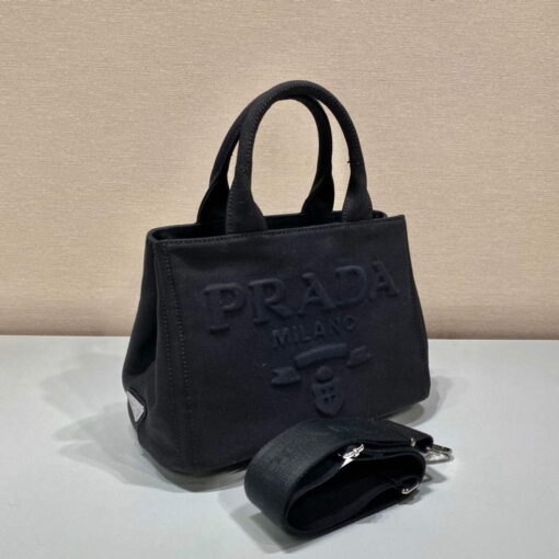 Replica Prada 1BG439 Denim Tote bag black 2