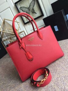 Replica Prada 1BA153 Large Saffiano Leather Handbag in Red
