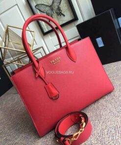 Replica Prada 1BA153 Large Saffiano Leather Handbag in Red
