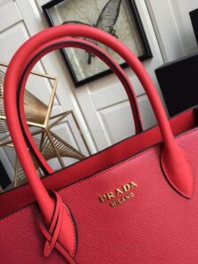 Replica Prada 1BA153 Large Saffiano Leather Handbag in Red 2