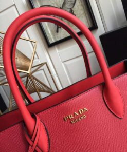 Replica Prada 1BA153 Large Saffiano Leather Handbag in Red 2