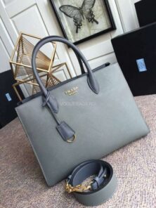 Replica Prada 1BA153 Large Saffiano Leather Handbag in Gray