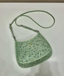 Replica Prada 1BC169 Prada Cleo satin bag with appliqués Green 2