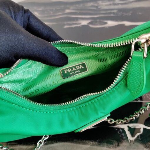Replica Prada 1BH204 Prada Re-Edition 2005 Nylon Bag Green 8