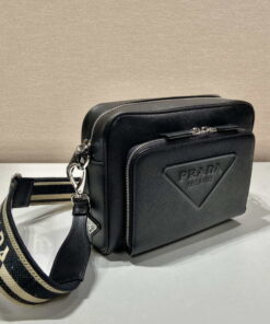 Replica Prada 2VH152 Saffiano leather shoulder bag Black