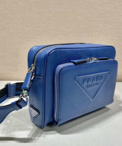 Replica Prada 2VH152 Saffiano leather shoulder bag Blue