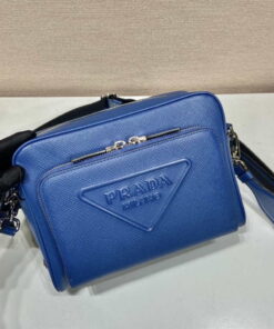 Replica Prada 2VH152 Saffiano leather shoulder bag Blue 2