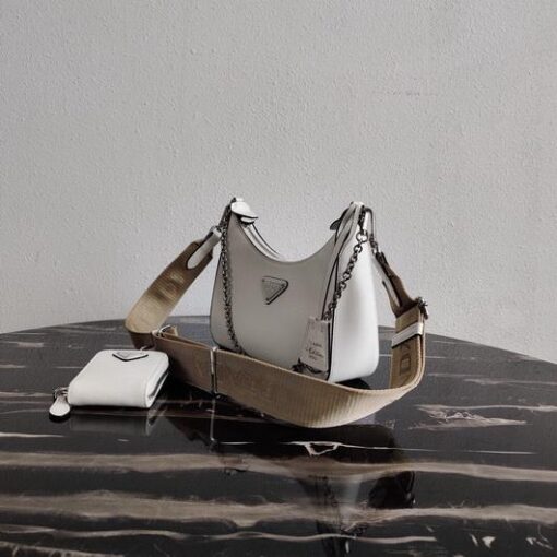 Replica Prada 1BH204 Prada Re-Edition 2005 Saffiano leather Bag in White Silver