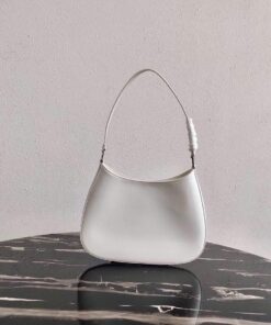 Replica Prada 1BC499 Prada Cleo Brushed Leather Shoulder Bag in White 2