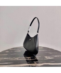 Replica Prada 1BC499 Prada Cleo Brushed Leather Shoulder Bag in Black
