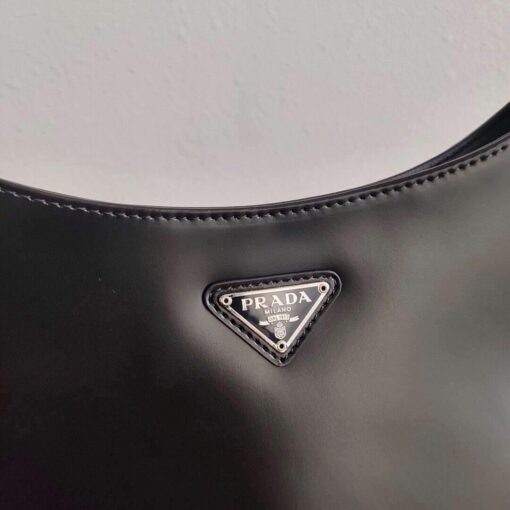 Replica Prada 1BC499 Prada Cleo Brushed Leather Shoulder Bag in Black 4