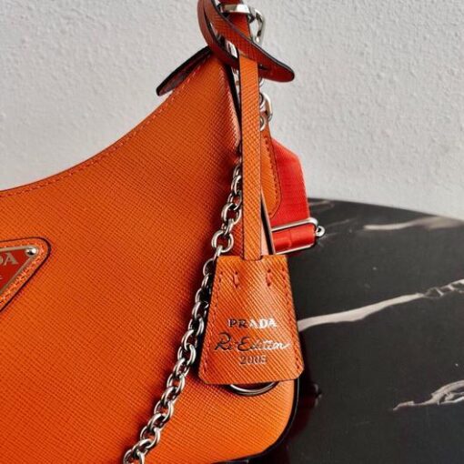 Replica Prada 1BH204 Prada Re-Edition 2005 Saffiano leather Bag in Orange 4