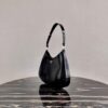 Replica Prada 1BC156 Prada Cleo Brushed Leather Shoulder Bag Black