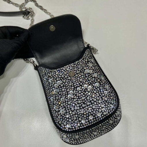 Replica Prada 1BH185 Mini Cleo satin bag with crystals Black 6