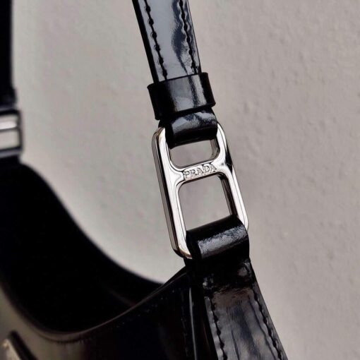Replica Prada 1BC156 Prada Cleo Brushed Leather Shoulder Bag Black 6