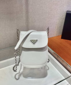Replica Prada 1BH185 Mini Cleo BRUSHED Leather White