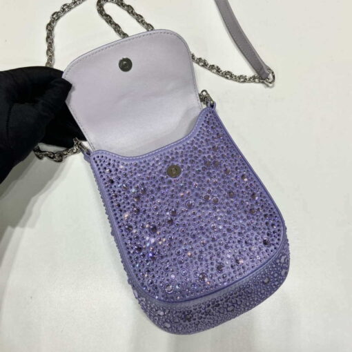 Replica Prada 1BH185 Mini Cleo satin bag with crystals Purple 2