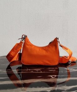 Replica Prada 1BH204 Prada Re-Edition 2005 Nylon Bag Orange 2