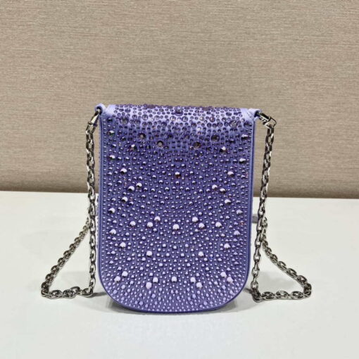 Replica Prada 1BH185 Mini Cleo satin bag with crystals Purple 5