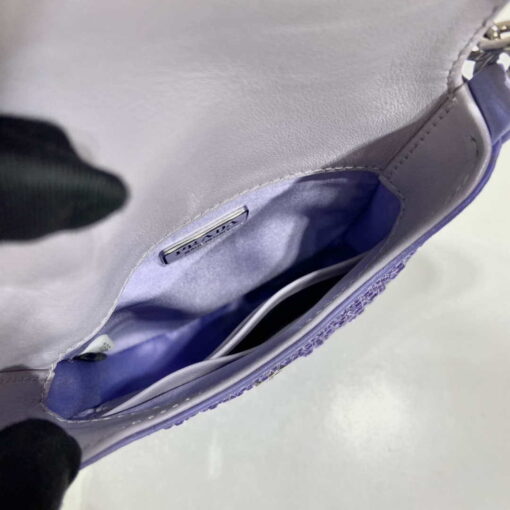 Replica Prada 1BH185 Mini Cleo satin bag with crystals Purple 7