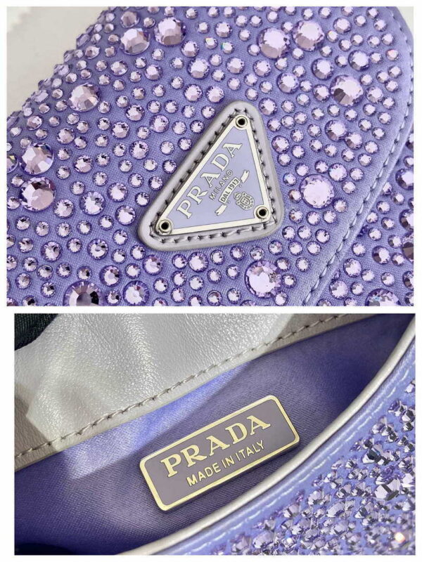 Replica Prada 1BH185 Mini Cleo satin bag with crystals Purple 8