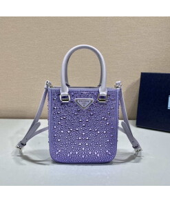 Replica Prada 1BA331 Small satin tote bag with crystals Purple