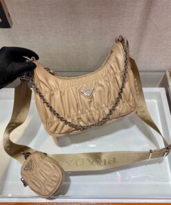 Replica Prada 1BH204 Mini Bags Prada Crossbody Leather bag In Apricot 2