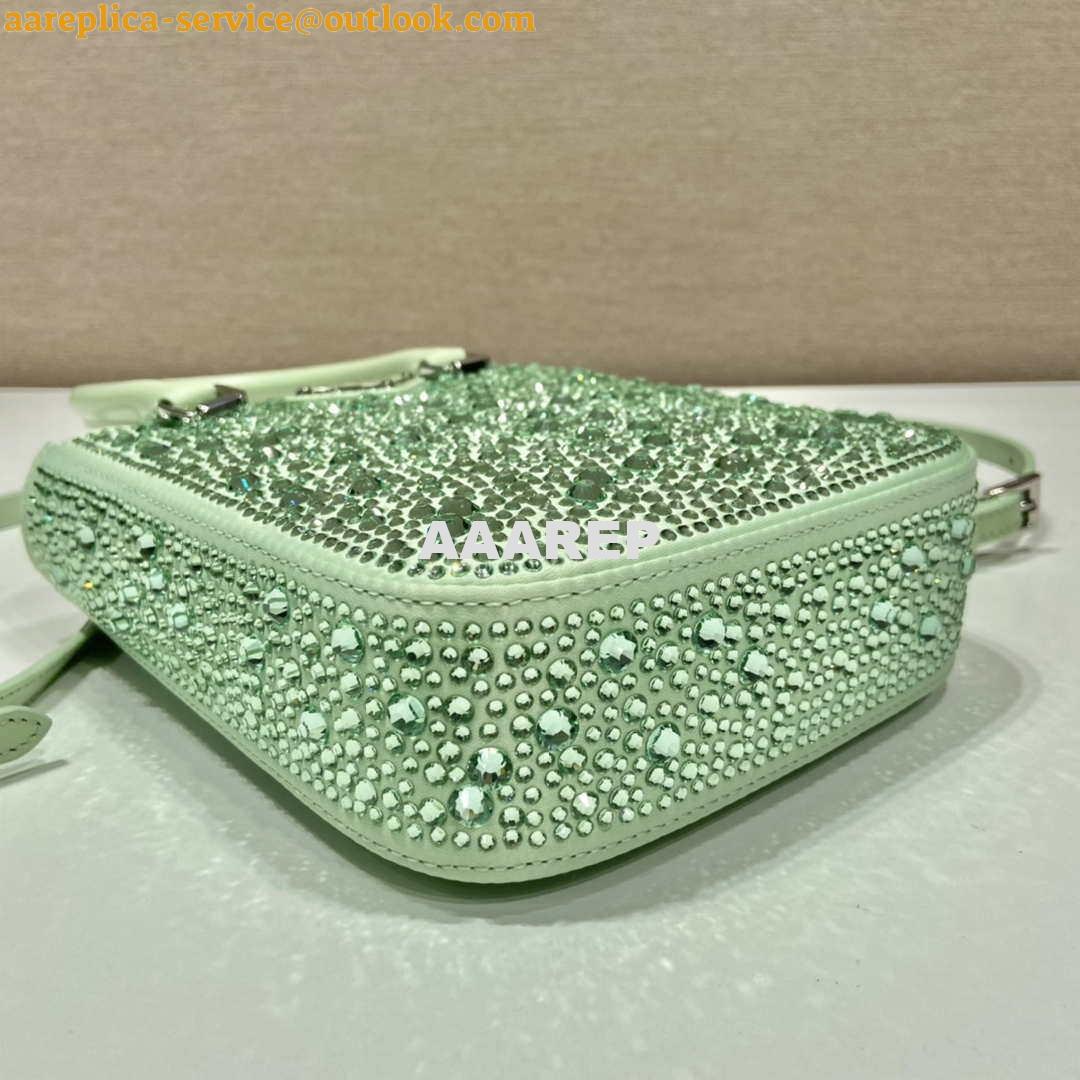Replica Prada 1BA331 Small satin tote bag with crystals Green 4 Replica Prada 1BA331 Small satin tote bag with crystals Green 4
