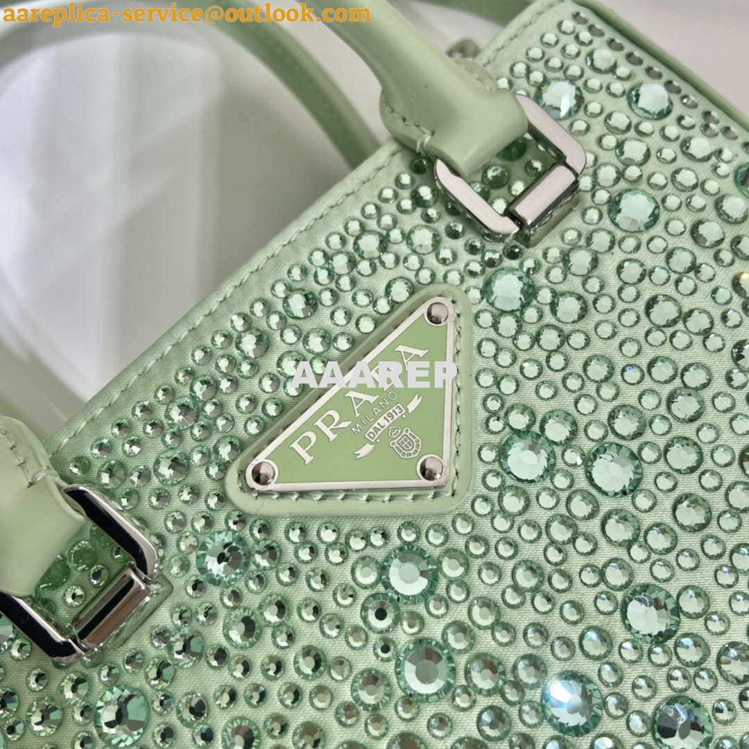 Replica Prada 1BA331 Small satin tote bag with crystals Green 7 Replica Prada 1BA331 Small satin tote bag with crystals Green 7