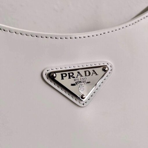 Replica Prada 1BC156 Prada Cleo Brushed Leather Shoulder Bag White 4