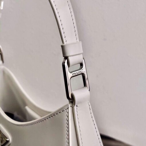 Replica Prada 1BC156 Prada Cleo Brushed Leather Shoulder Bag White 5