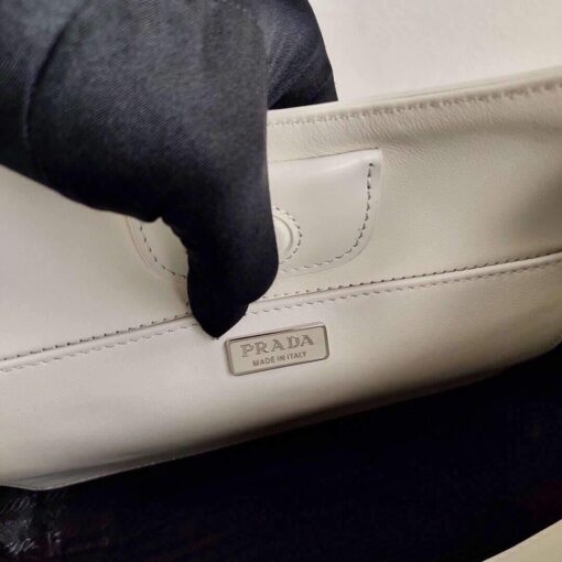 Replica Prada 1BC156 Prada Cleo Brushed Leather Shoulder Bag White 7