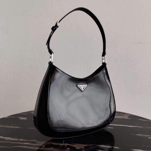 Replica Prada 1BC156 Prada Cleo Brushed Leather Shoulder Bag Black 3