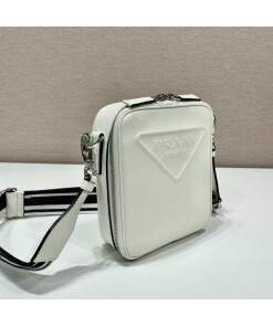 Replica Prada 2VH154 Saffiano leather shoulder bag White