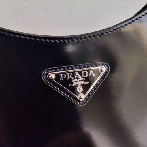 Replica Prada 1BC156 Prada Cleo Brushed Leather Shoulder Bag Black 5